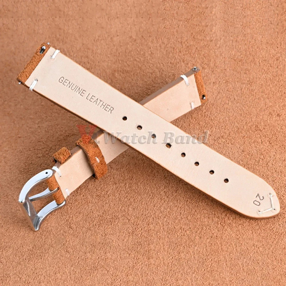 14mm 16mm 18mm Wristband Quick Release Soft Suede Strap 20mm 22mm Brown Watch Bands Calfskin Bracelet Women&Men Accessories