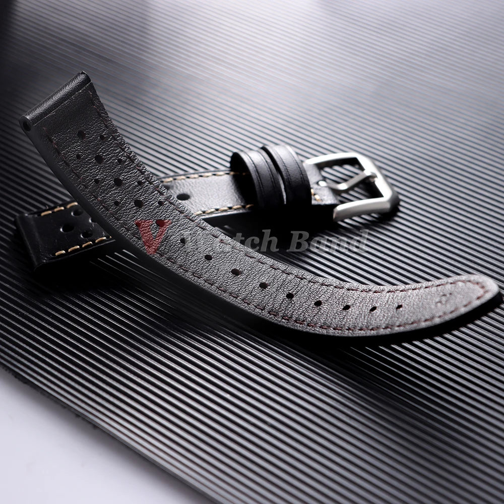 Dark Brown Watch Band Handcrafted Pueblo Italian Cowhide Strap for Omega Ventilated Design 20mm 22mm Men's Breathable Bracelets