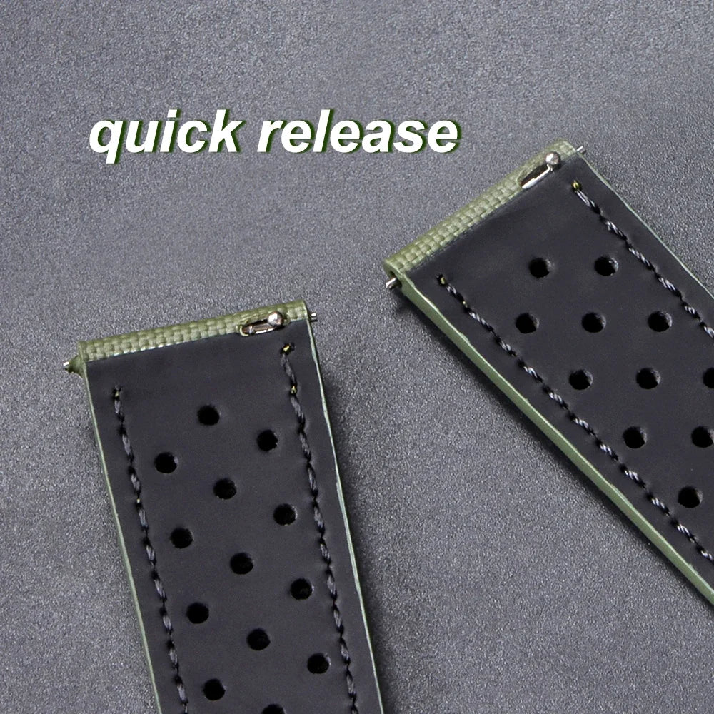 18mm 120mm 22mm Quality Oxford Watchband for Tag Heuer Citizen for Seiko Watch Men Women Fabric Leather Waterproof Watch Strap