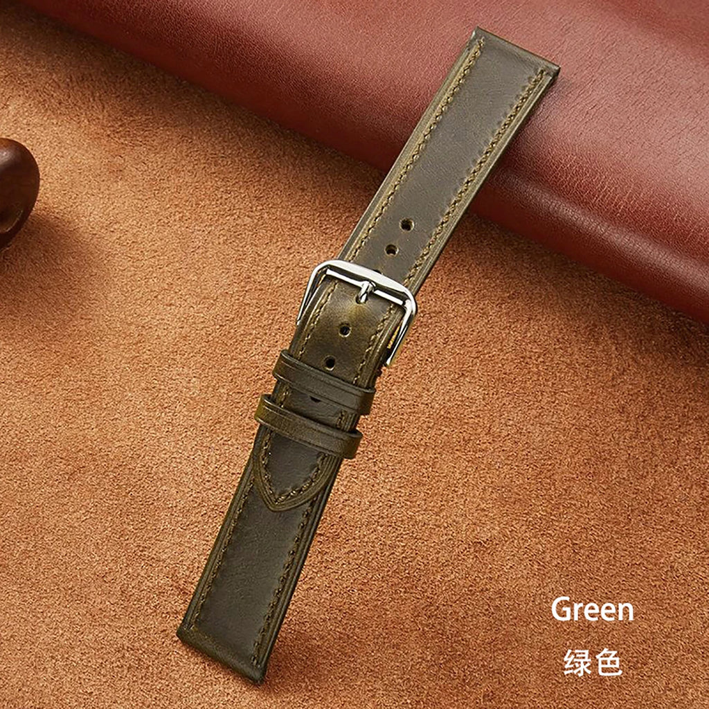 New Style Genuine Leather Watch Strap for Casio for Seiko 18/20/22mm Retro Oil Wax Skin Ultra-thin Quality Business Watchband