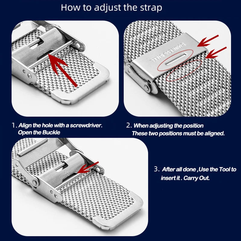 0.6 Mesh Milanese Watch Band for DW 18mm 19mm 20mm 21mm 22mm 24mm Straps for Omega for Seiko Quick Release Steel Adjust Bracelet