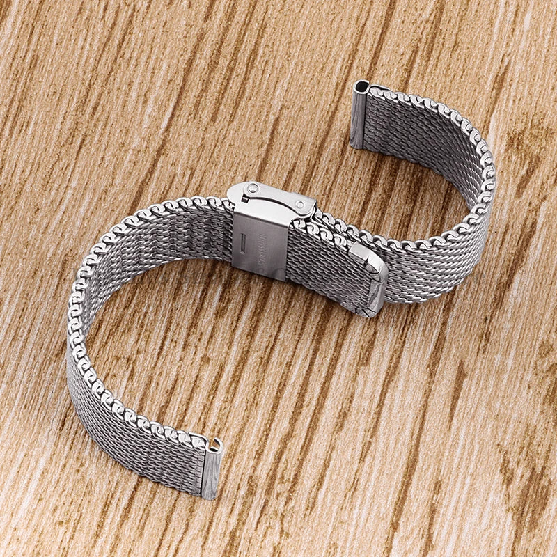 1.0mm Milanese Mesh Watch Band 3mm Thick Shark Mesh Strap Stainless Steel Quick Release Bracelet Folding Buckle18/20mm 22mm 24mm