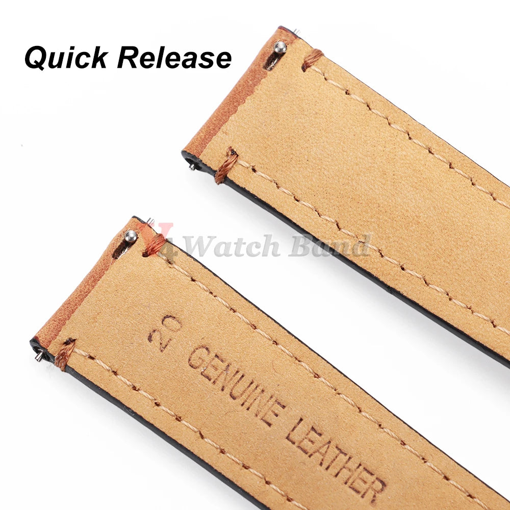 20mm 22mm 24mm Genuine Cowhide Watch Band Butterfly Buckle Vintage Straps Men Women Soft Leather Wrist Bracelet Belt Accessory