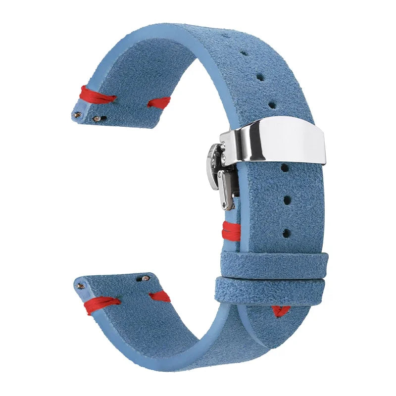 High Quality Suede Leather Strap for Seiko Watchband for Omega 18/20/22mm Band with Butterfly Buckle Wrist Bracelet Accessories