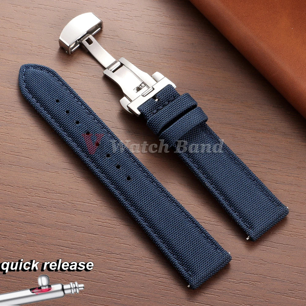 QuickRelease Nylon Watchband for Hamilton Military Sailcloth Watch Strap 20mm 22mm for Omega for Seiko Business Butterfly Buckle