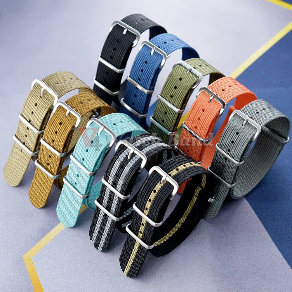 19mm 18mm 20mm 22mm Ribbed Nylon Watch Strap for Swatch for Omega for Rolex for Seiko for Moonswatch Army Military Watch Band