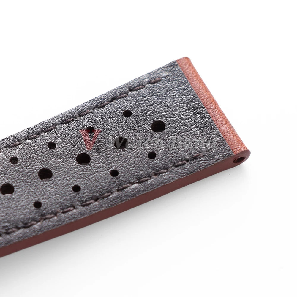 Dark Brown Watch Band Handcrafted Pueblo Italian Cowhide Strap for Omega Ventilated Design 20mm 22mm Men's Breathable Bracelets