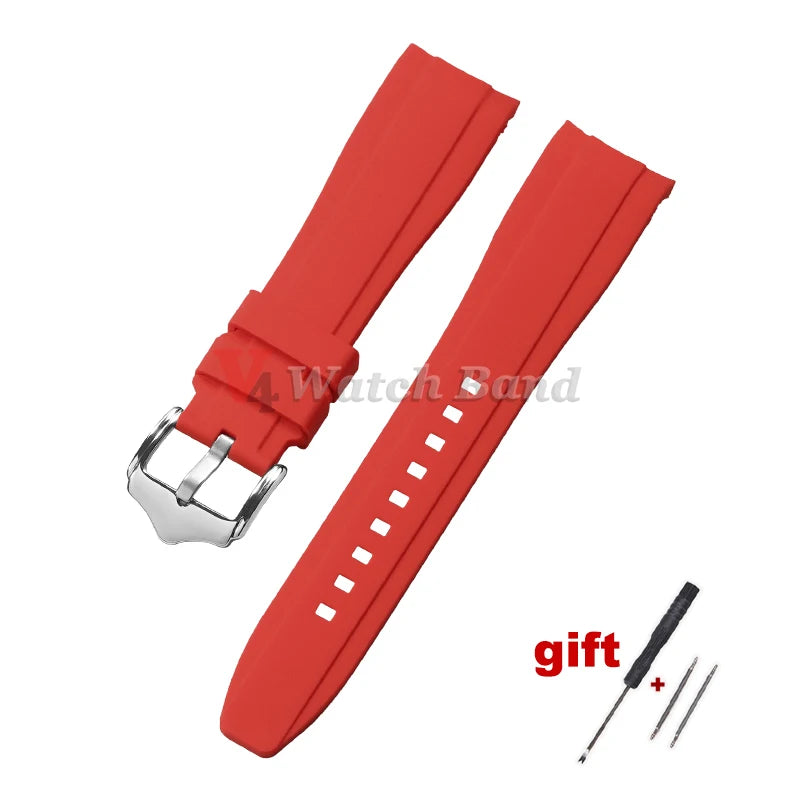 Curved End Rubber Watch Strap for Swatch for Omega Moonswatch 20mm 22mm Universal Wrist Band for Seamaster for Rolex for Tissot