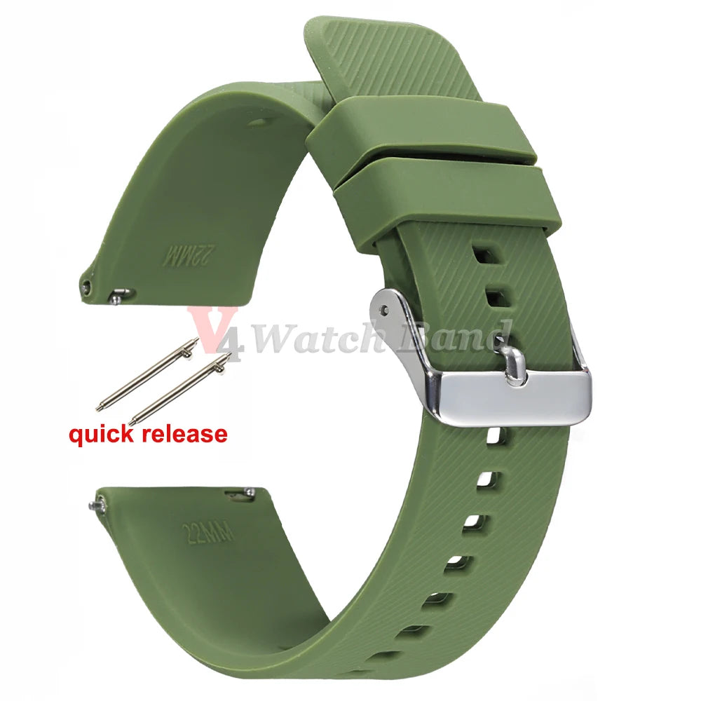 18mm 19mm 20mm 21mm 22mm Watch Band for Samsung Galaxy3 4 5 Quick Release Silicone Strap for Huawei GT2/GT3 Smart Watch Bracelet