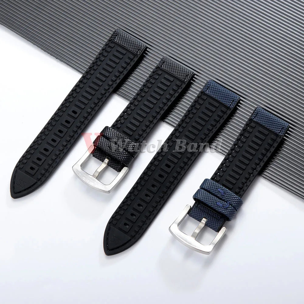 Carbon Fiber Nylon Plaid Silicone Strap 20mm 22mm 24mm for IWC for Casio for Seiko for Omega Rubber Watchband Universal Bracelet