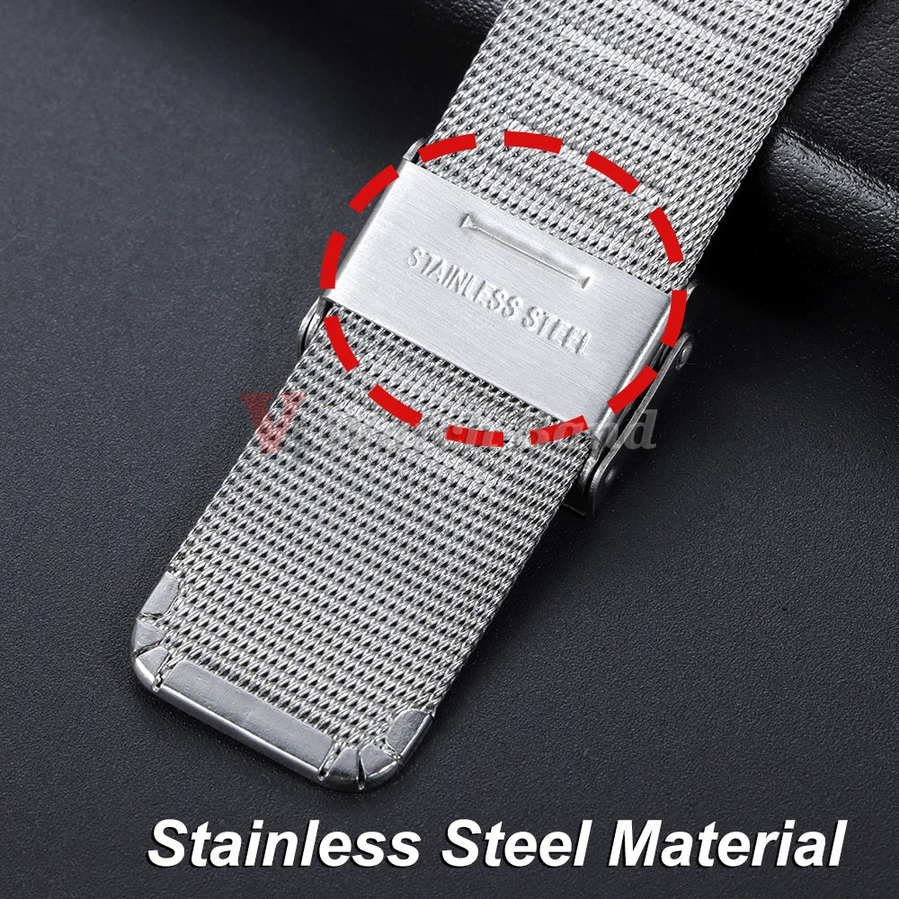 0.4 Milanese Mesh Loop Stainless Steel Watch Band Metal Strap for DW for Omega Black Gold Bracelet 18mm 20mm 22mm Bracelet
