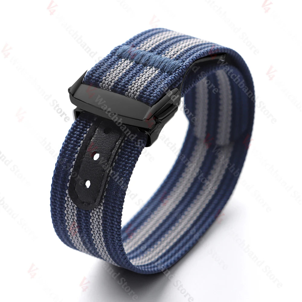 Black Gold Buckle Watch Band 20mm Men's Army Sports Breathable Braided Nylon Strap for Seiko Fabric Bracelet Wristbelt for Omega