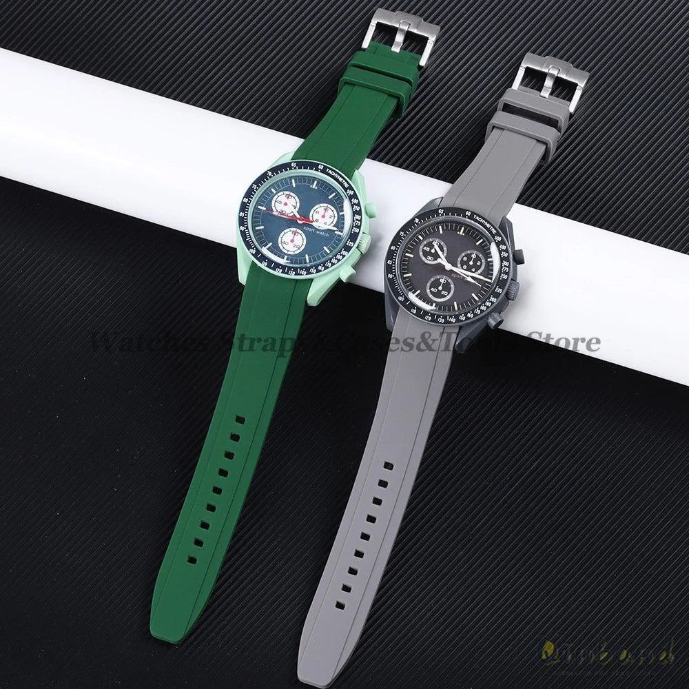 20mm 22mm Rubber Strap High Quality Curved End Silicone Watch Band for Swatch for Omega for Moonswatch for Rolex Waterproof Belt
