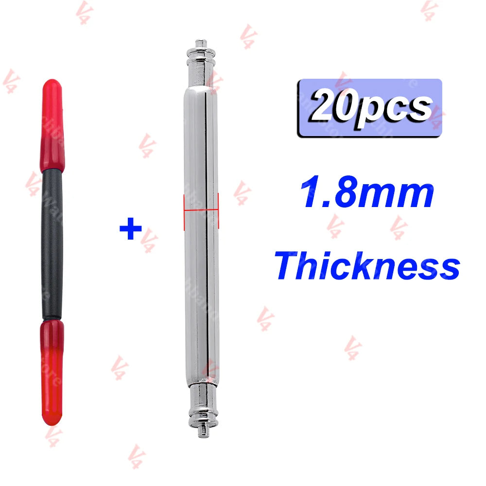 20pcs 1.5mm1.8mm 2.0mm 2.5mm Diameter Watch Band 16/18/20/22/24mm Spring Pin Watch Repair Tool Metal Steel Spring Bars Link Pins