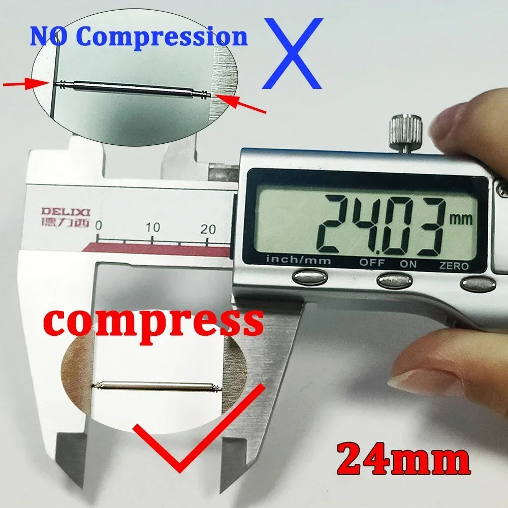 20pcs Watch Band Spring Pins 1.5mm 1.8mm 2.0mm Thickness Metal Spring Bars 16/18/20/22/24/26mm Strap Link Pins Watch Repair Tool