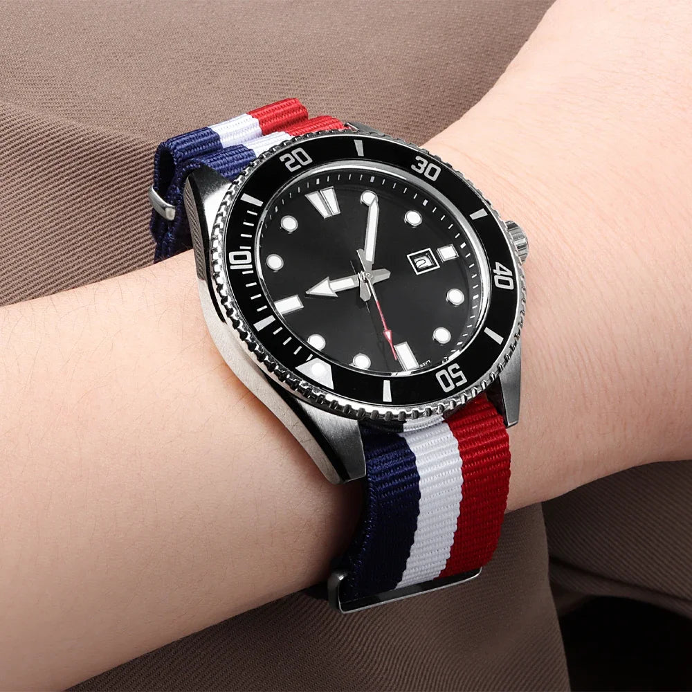 18 20 22mm Strap Nylon Watch Band Military Striped Watchband Replacement Women Men Army Casual Sport Wrist Bracelet