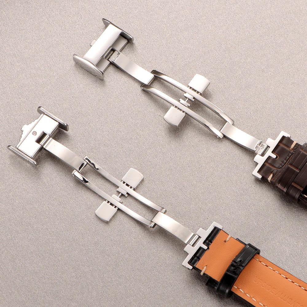 18mm 19mm 20mm 21mm 22mm Cowhide Watch Strap for Longines Replacement Bracelet Universal Metal Butterfly Clasp Wrist Band