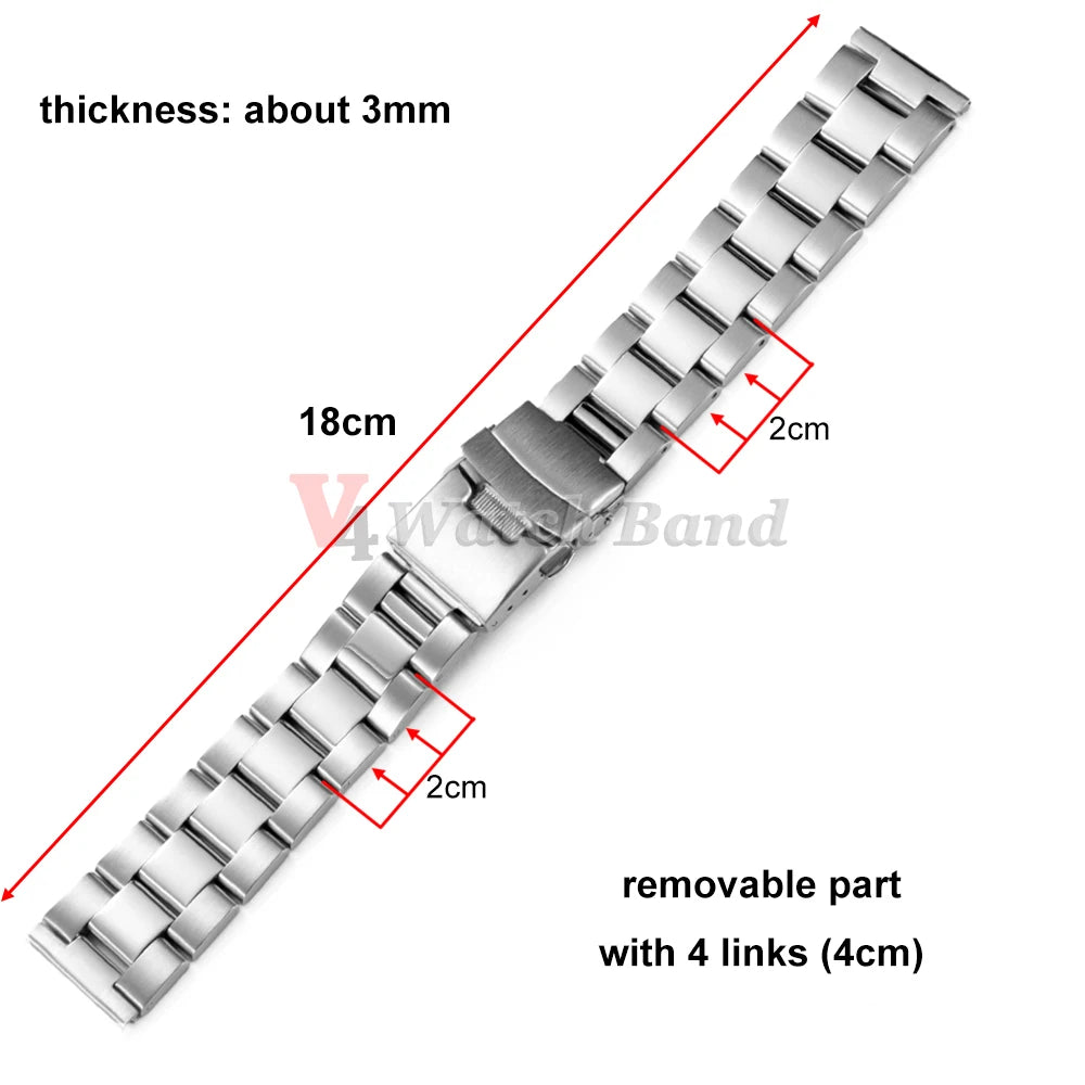 Universal Watchband for Rolex Diving Metal Belt Bracelet for Omega 20mm 22mm 24mm 26mm 28mm Solid Stainless Steel Strap ForSeiko