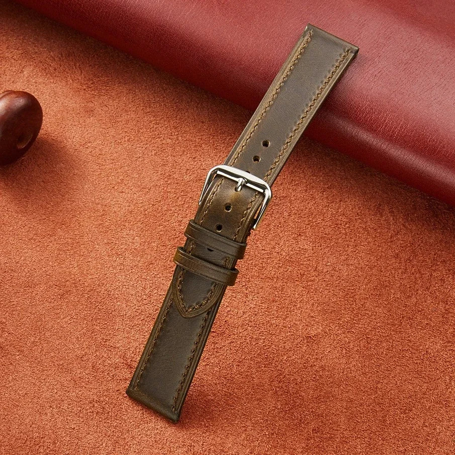 Vintage Genuine Leather Watchband Soft Cowhide Oil Wax Watch Strap for Omega 18mm 20mm 21mm 22mm for Huawei Watch Gt3/Gt4 Belt