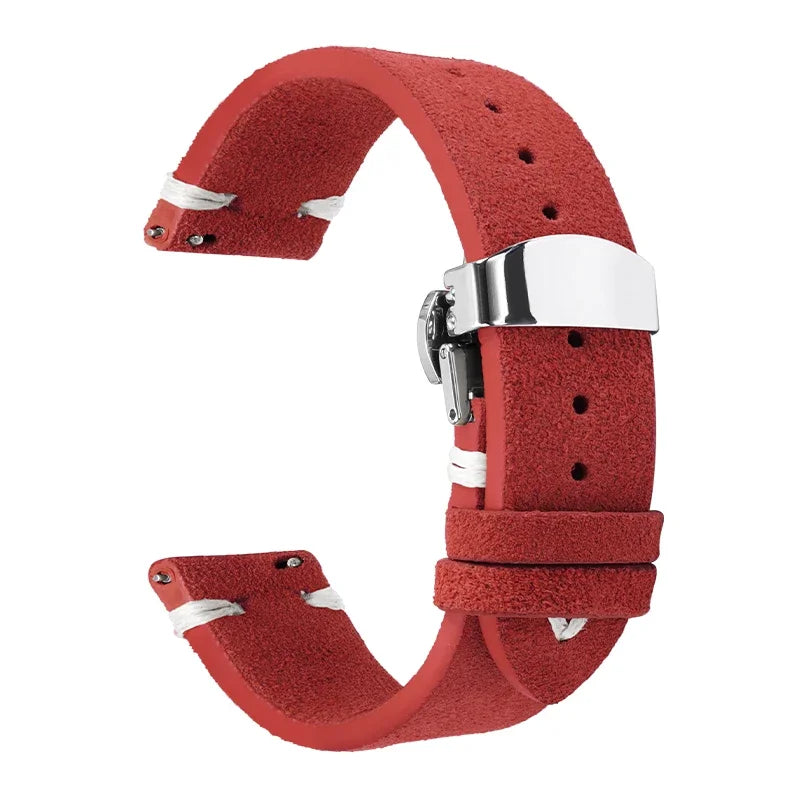 High Quality Suede Leather Strap for Seiko Watchband for Omega 18/20/22mm Band with Butterfly Buckle Wrist Bracelet Accessories