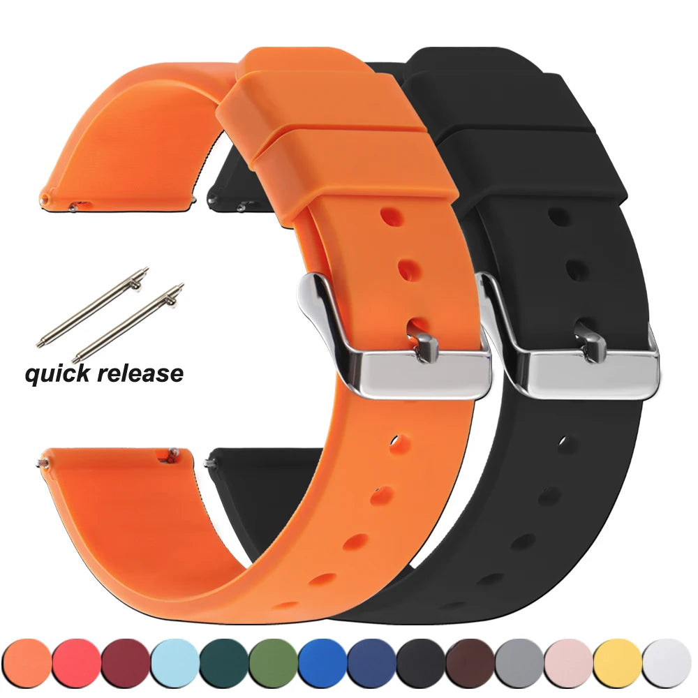 Silicone Watch Band Rubber Wrist Straps 18mm 20mm 22mm 24mm Watch Strap for Galaxy Replace Bands for Oris for Seiko for Citizen
