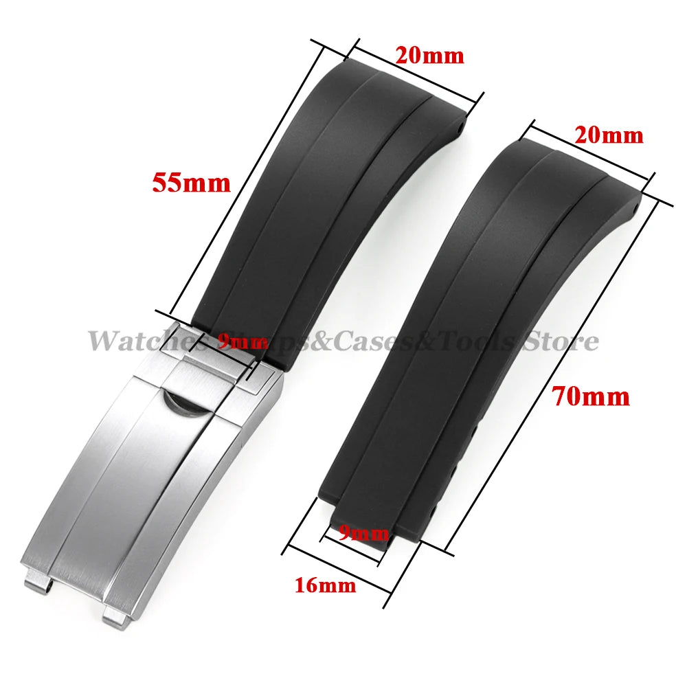 20mm Silicone Strap For Rolex for Daytona for Submariner Diving Bracelet for Oysterflex Soft Rubber Waterproof Men's Sports Band