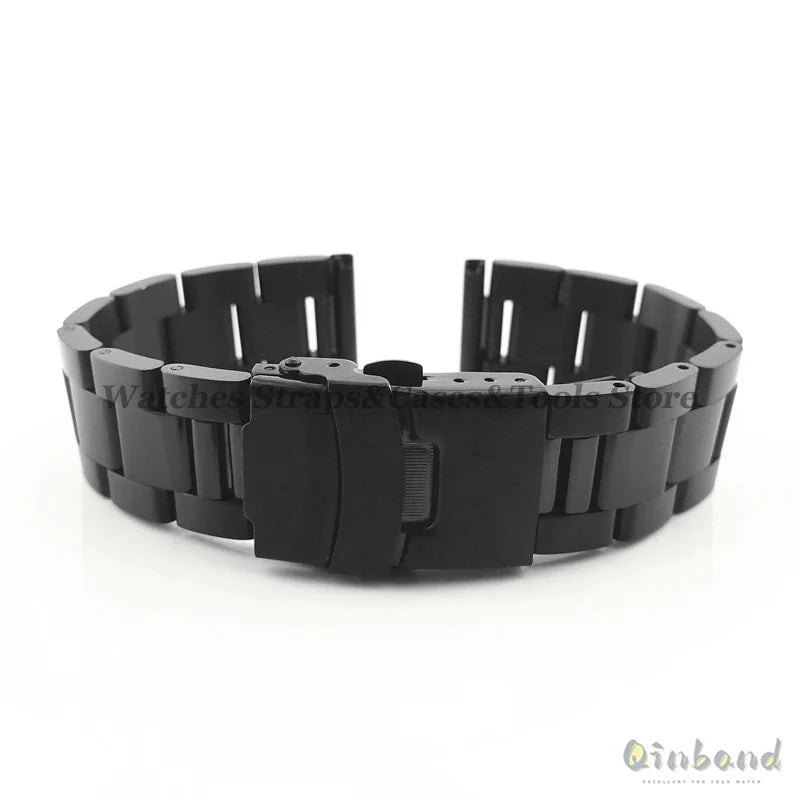 20mm 22mm 24mm 26mm 28mm Solid Stainless Steel Strap Double Safety Buckle Watchband Diving Metal Belt Bracelet Watch Accessories