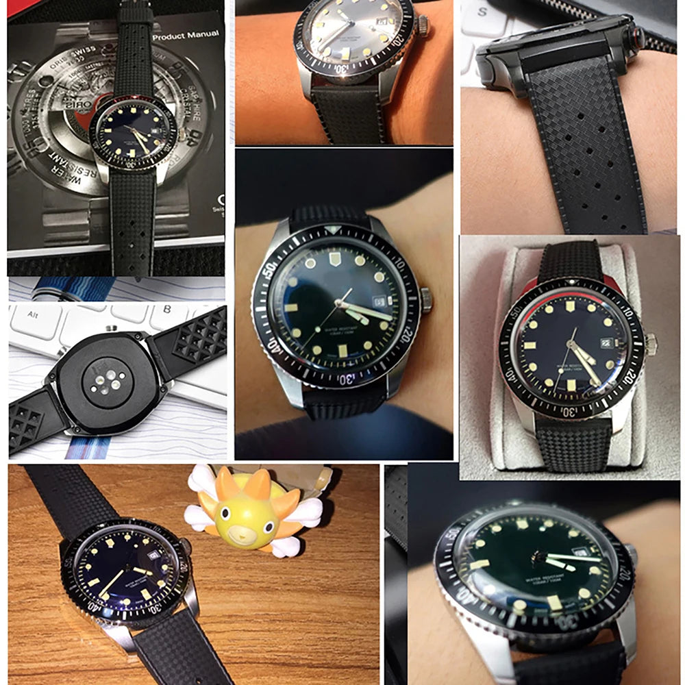 Premium Tropic Rubber Watchband for Seiko 20 22mm Quick Release Band for Fossil Strap for Oris Silicone Tropical Waterproof Band
