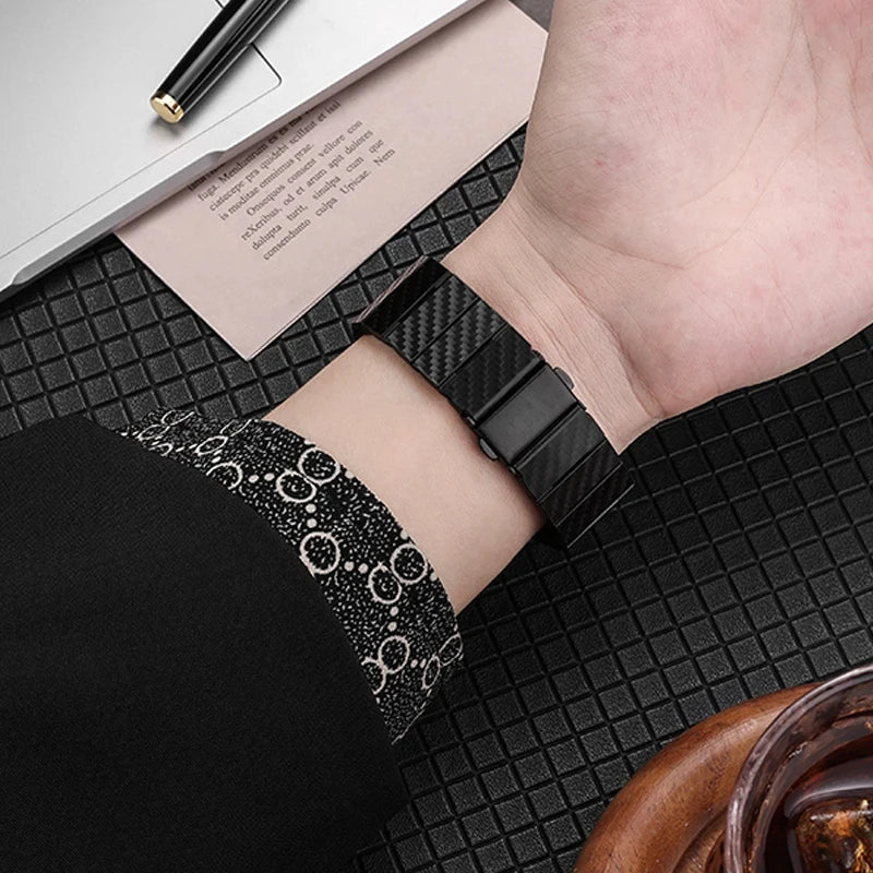 Carbon Fibre Bracelet For Smasung Galaxy Watch Ultra 47mm Band Bracelet For Samsung Watch 7 6 5 4 40mm 44mm 47mm Wristband