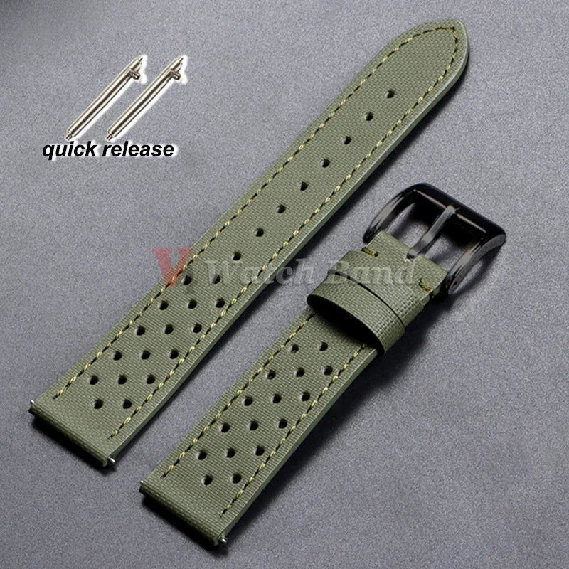Qucik Release Quality Sailcloth Watch Strap 18/20/22mm for Tag Heuer for Seiko for Omega Waterproof Fabric Oxford Leather Band