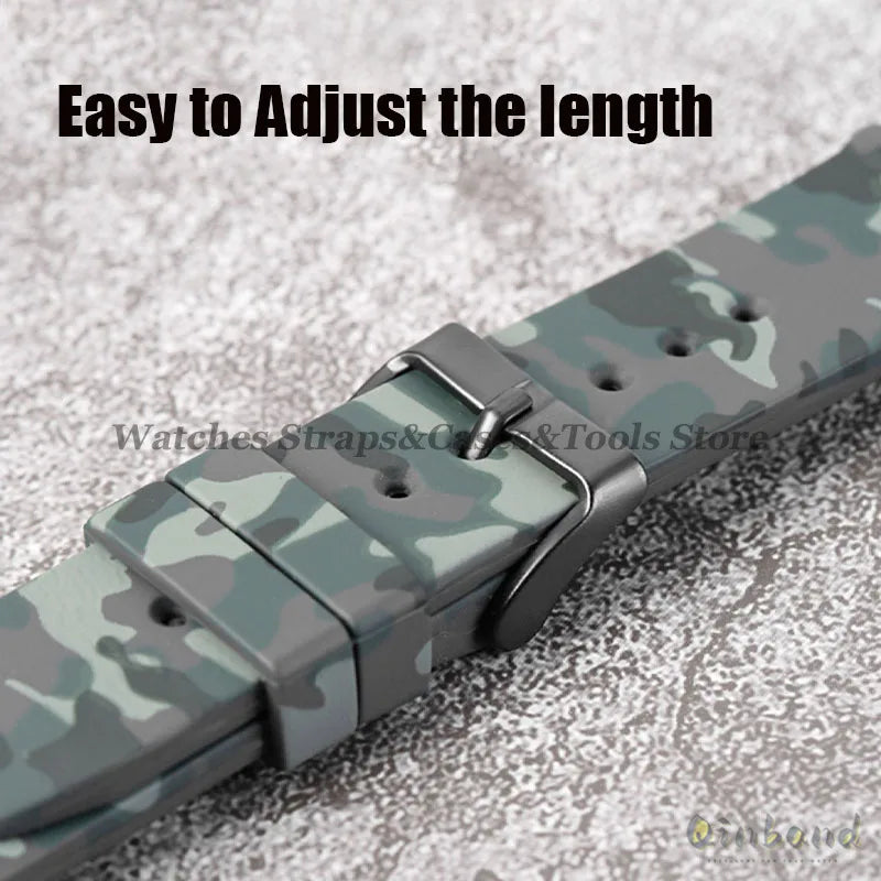 Soft Silicone Watch Band 22mm for Seiko for Rolex Waterproof Camouflage Rubber Watch Strap Bracelet Sport Watch Replacement Belt