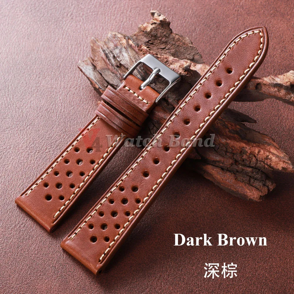 18/20/22mm Universal Genuine Cowhide Watch Band  for Samsung Watch 8/7/6/5/4/3 Vintage Straps Breathable Bracelet Belt Accessory