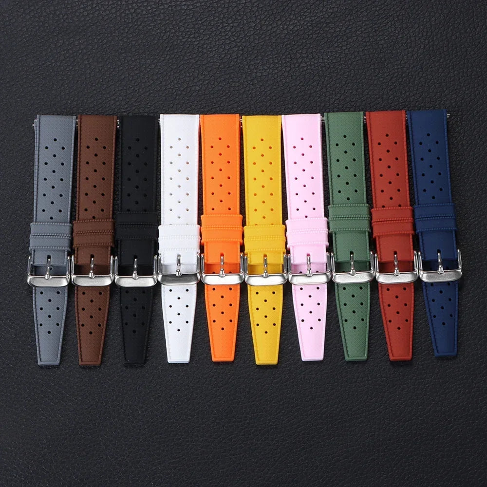 18mm 20mm 22mm Tropic Silicone Watch Strap for Fossil for Seiko Bands for Oris for Omega Replace Rubber Bracelet Quick Release
