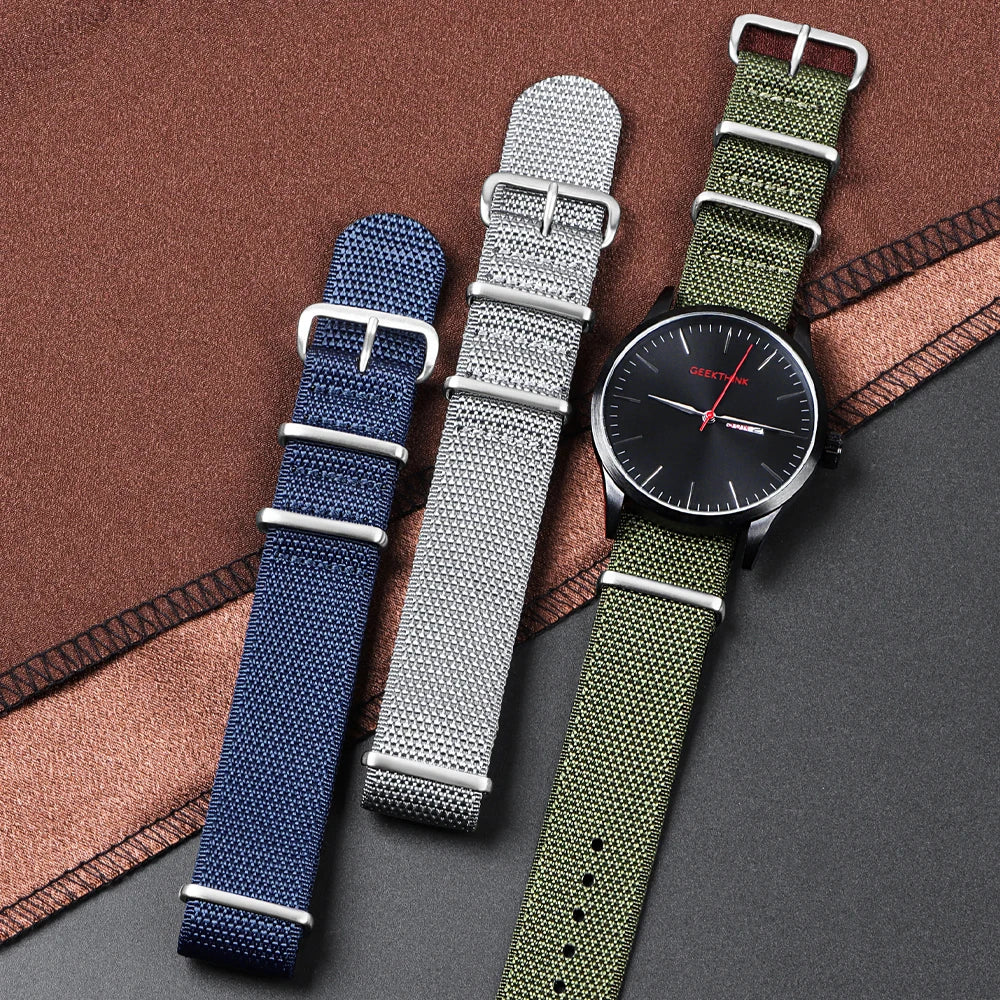 New Ribbed Nylon Watch Strap for Omega Seamaster 007 Watch Band 20mm 22mm Accessories for Seiko Military Watch Bracelets