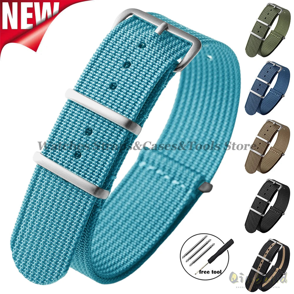 Ribbed Strap Ballistic Fabric Watch Strap Replacement 18mm 19mm 20mm 22mm for Samsung Galaxy Watch7/6/5/4 Quality Nylon Bracelet