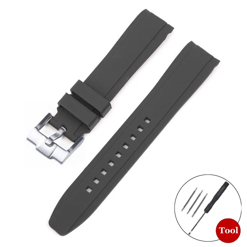 20mm Curved Rubber Watch Strap for Omega for Swatch for Moonswatch Soft Waterproof Sport Wrist Bracelet Women Men Accessories