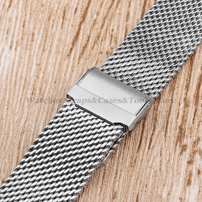 1.0mm Milanese Mesh Watch Band 3mm Thick Shark Mesh Strap Stainless Steel Quick Release Bracelet Folding Buckle18/20mm 22mm 24mm