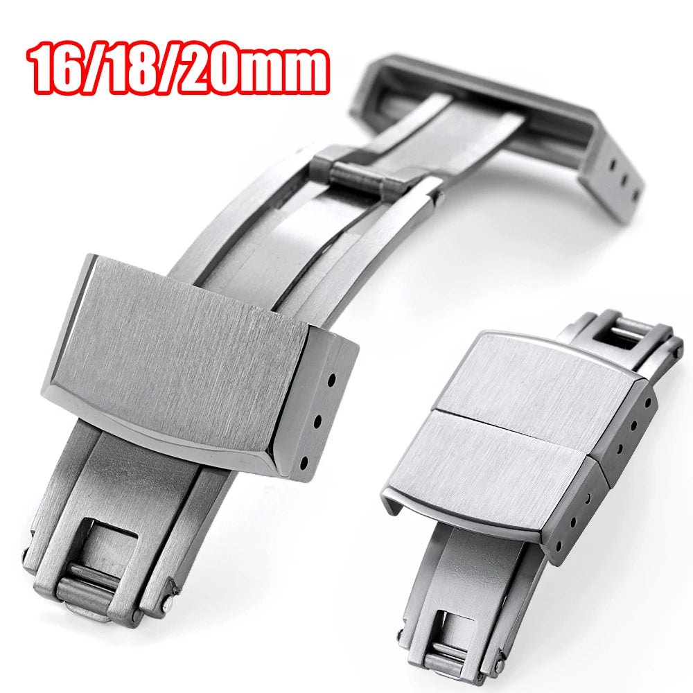 16mm 18mm 20mm Stainless Steel Watchband Buckle for Seiko Watch Double Click Butterfly Clasp Lock Button for Diving Diver Buckle