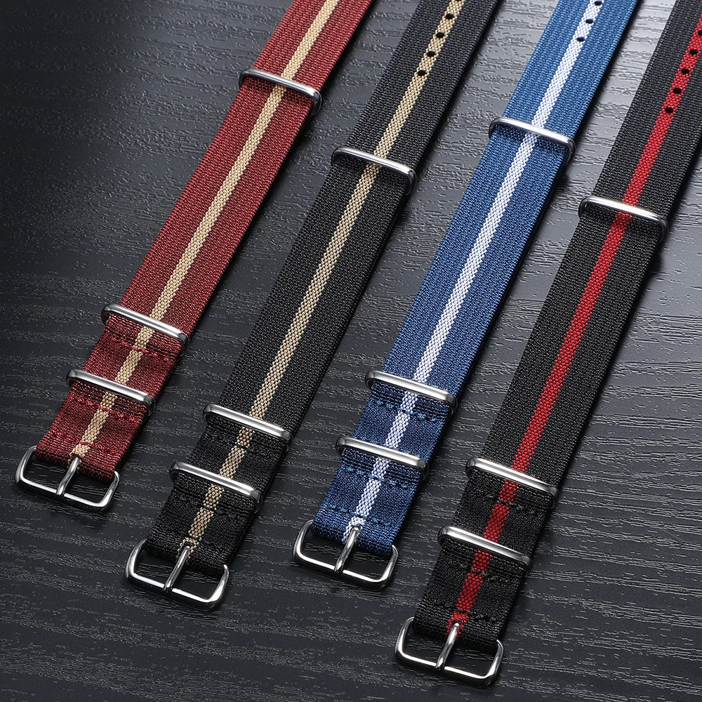 16mm 18mm 19mm 20mm 22mm 24mm Nylon Ribbed Watch Strap Band Military Casual Watchband Sport Bracelet Replacement Belt For Men