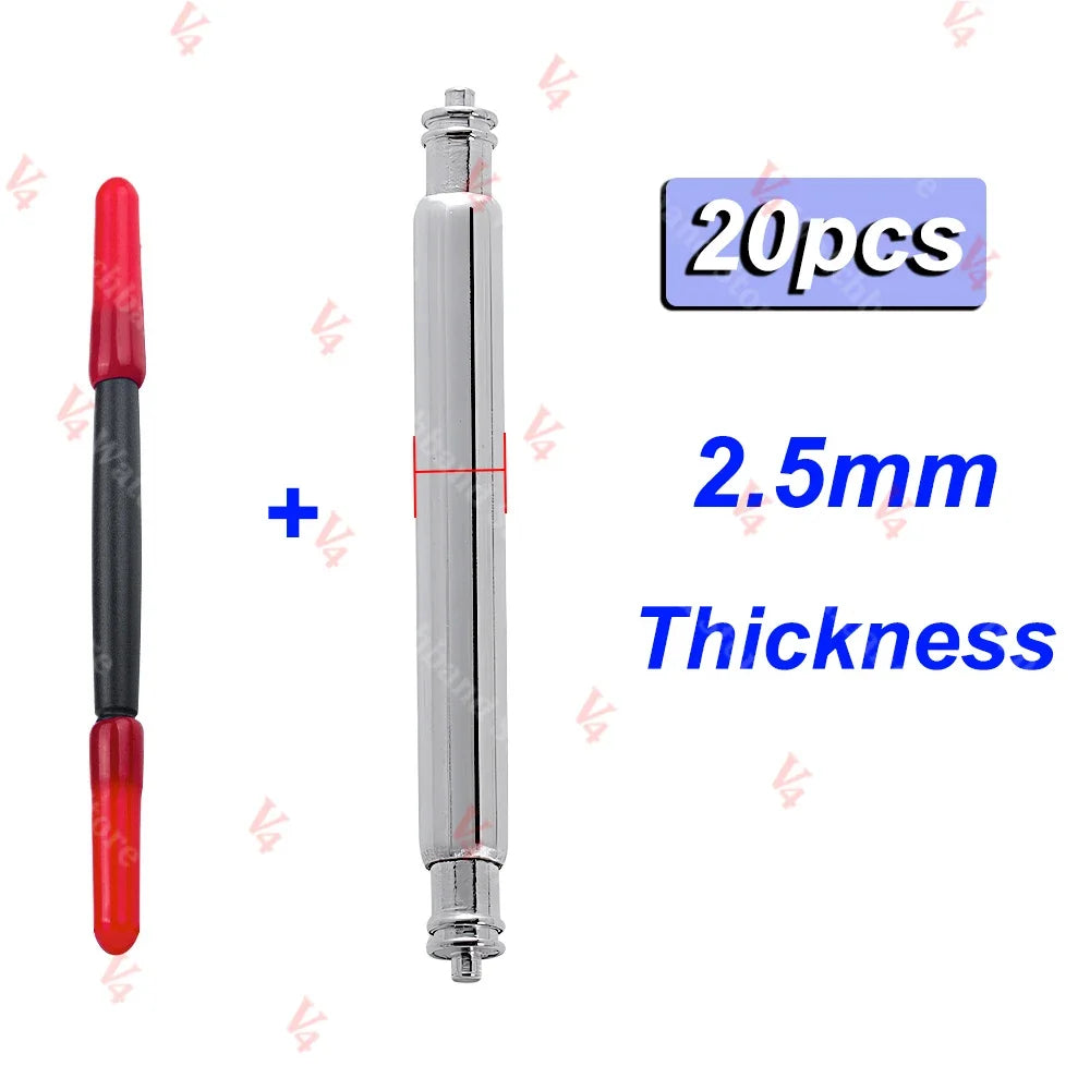 20pcs 1.5/1.8/2.0/2.5mm Diameter Watch Band Pins 16/18/20/22/24mm Spring Pin Watch Repair Tool Metal Steel Spring Bars Link Pins