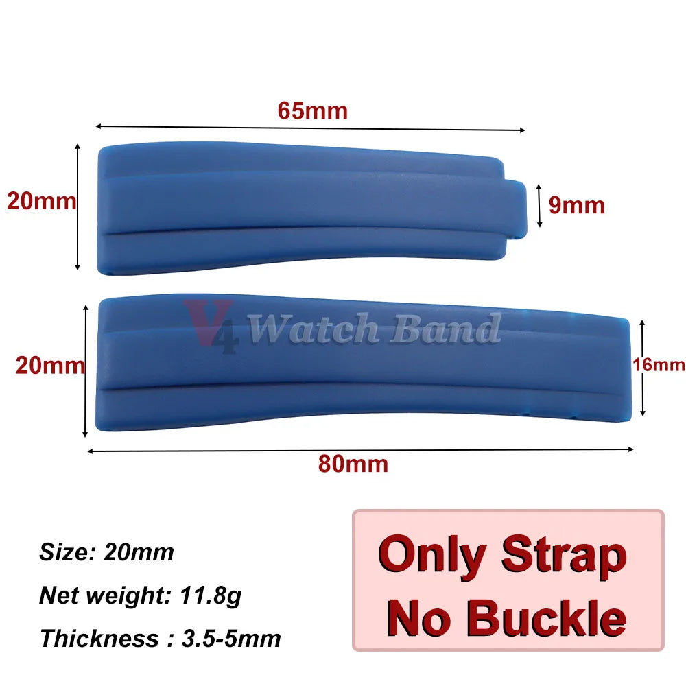 20mm Watchband for Rolex DAYTONA SUBMARINER Yacht-Master GMT Explorer Silicone Rubber Watch Accessory Watch Bracelet Strap Chain