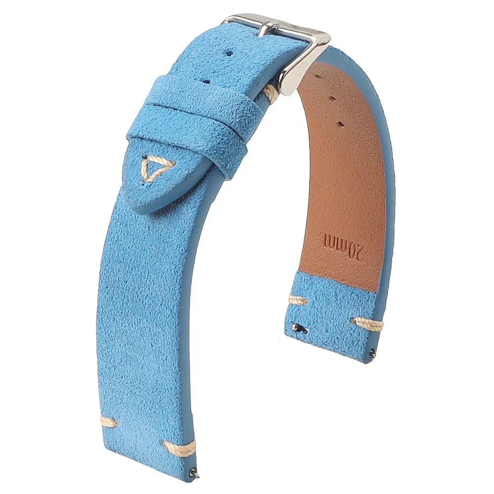 Suede Leather Strap for Seiko Watch Band Vintage Bracelaet Handmade Stitching Wristband 18mm 19mm 20mm 21mm 22mm 24mm Wristbelt