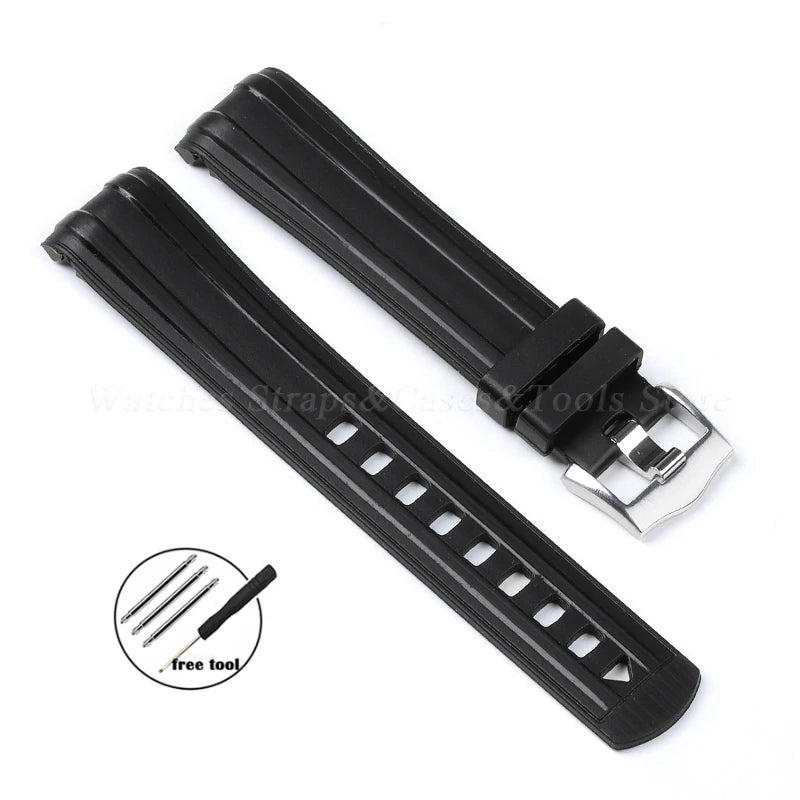 Soft Rubber Watch Strap 20mm Curved End for Omega for Seamaster 300 Silicone Waterproof Diving MenWomen Sport Watchband Bracelet