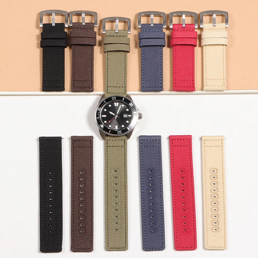 Quick Release Bracelet 18mm 20mm 22mm for Huawei Strap Braided Canvas Watch Band for Samsung Galaxy 3/4 40/44mm Classic 46/42mm