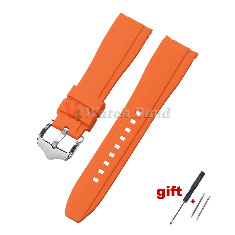 Curved End Rubber Watch Strap for Swatch for Omega Moonswatch 20mm 22mm Universal Wrist Band for Seamaster for Rolex for Tissot