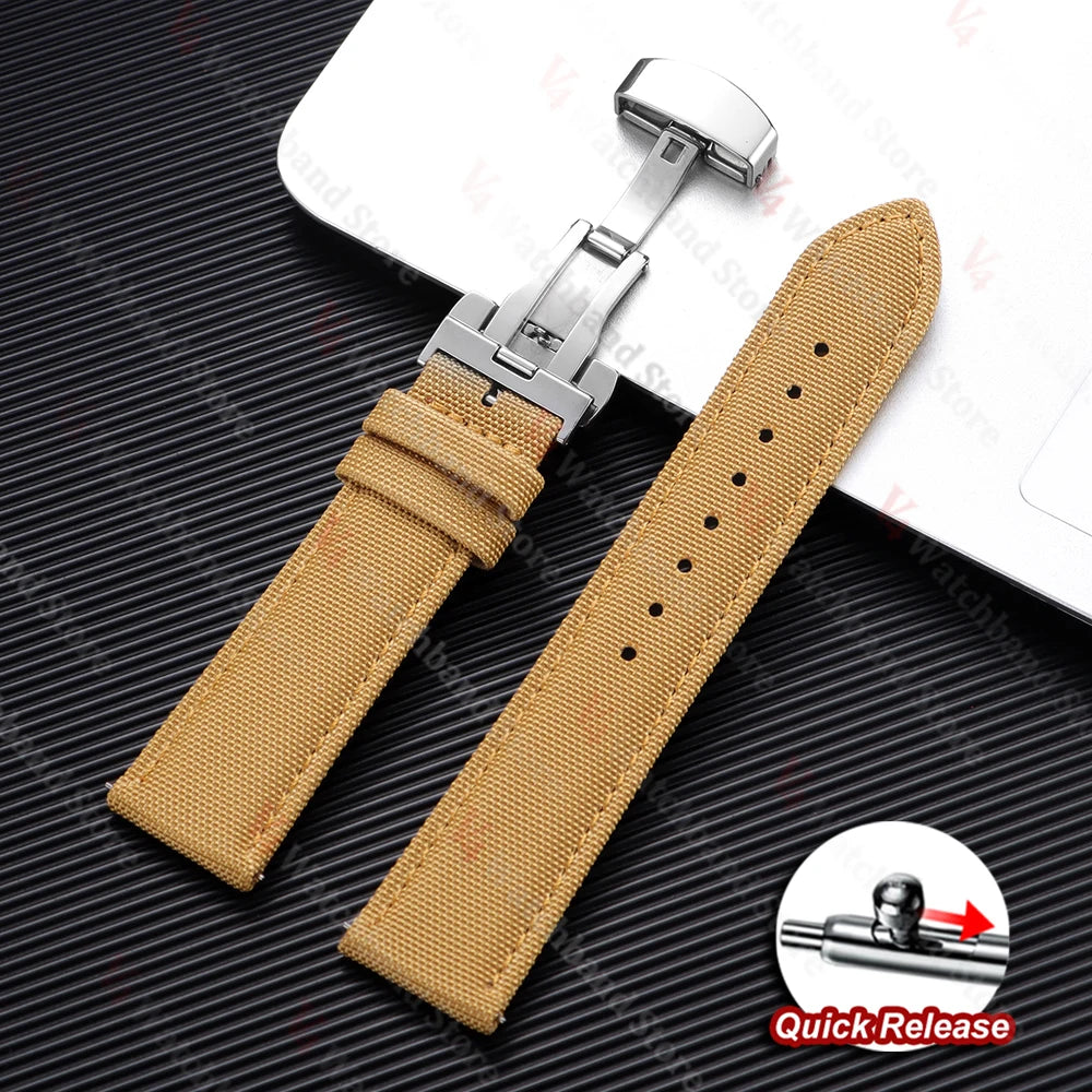 Sailcloth Strap 20mm 22mm for Rolex Nylon Watch Band for Seiko Men Sport Business Quick Release Green Butterfly Buckle Wristband