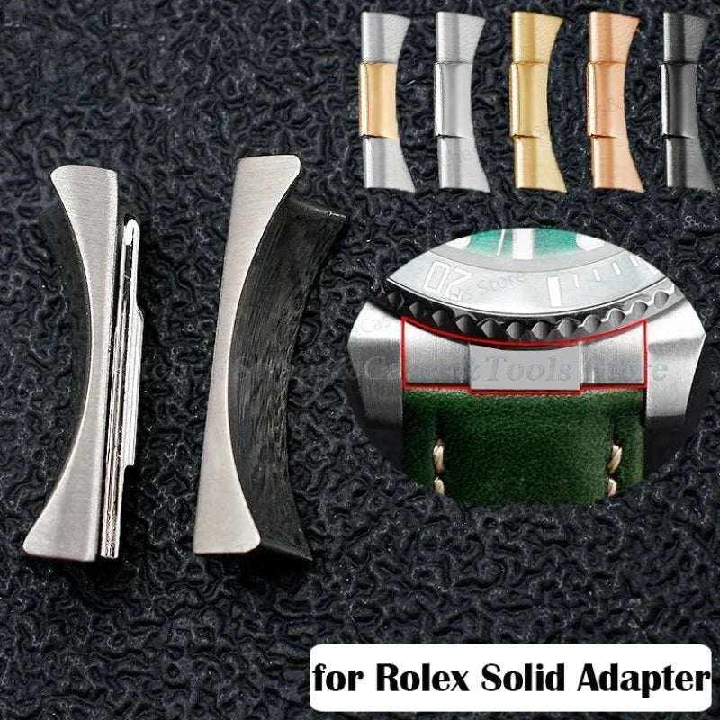 20mm Curved End Link Endlink For Rolex Watchband For Submariner Watch Band Rubber Leather Strap Metal Seamless Connection 2pcs