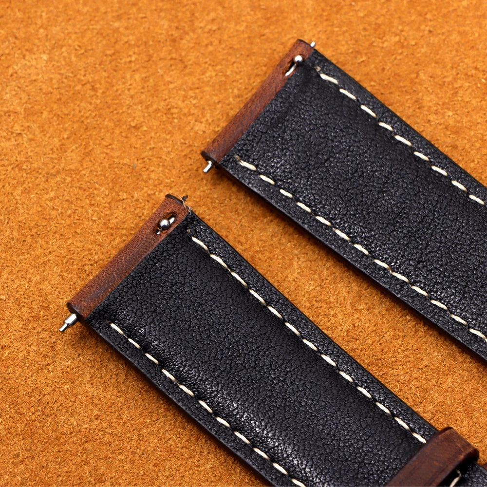 14/16/18/20/22/24mm Business Watch Band for Seiko Genuine Calfskin Leather Watchband for Omega Butterfly Buckle Stitching Strap