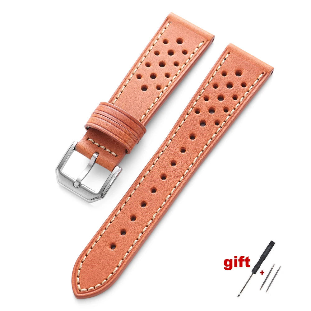 Dark Brown Watch Band Handcrafted Pueblo Italian Cowhide Strap for Omega Ventilated Design 20mm 22mm Men's Breathable Bracelets