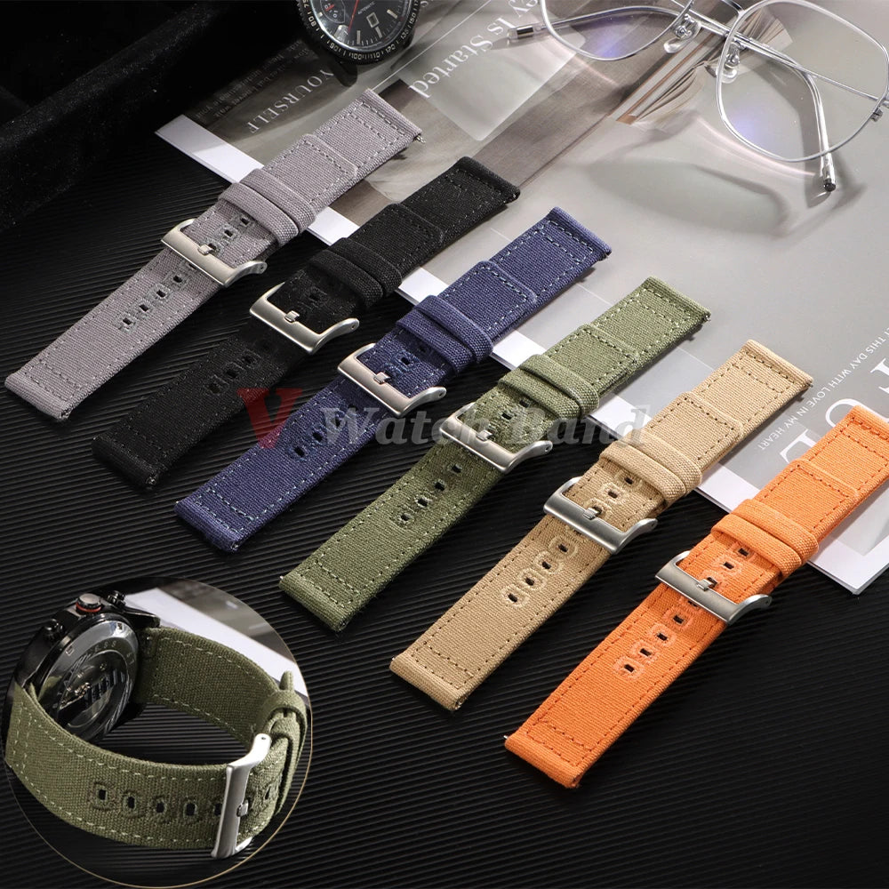 18mm 20mm 22mm Nylon Canvas Watch Band Woven Soft Belt Universal Bracelet for Men Women Sport Quick Release Wrist Band